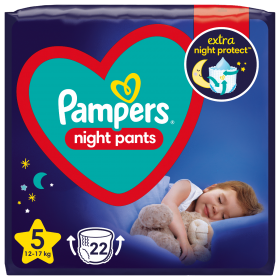 Pampers Night Pants Πάνα-βρακάκι Μέγεθος 5,  (12kg-17kg) - 22 Πάνες