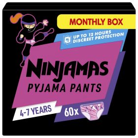 Ninjamas Pyjama Pants πάνες-βρακάκι για τη νύχτα, 60 τεμάχια για Κορίτσια 4-7 ετών (17-30kg)