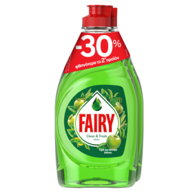 Fairy Clean & Fresh Υγρό Πιάτων Μήλο 2 x 400 ml (ΤΟ ΔΕΥΤΕΡΟ -30%)