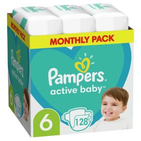 Pampers Active Baby Πάνες Μεγ. 6 (13-18kg) - 128 Πάνες
