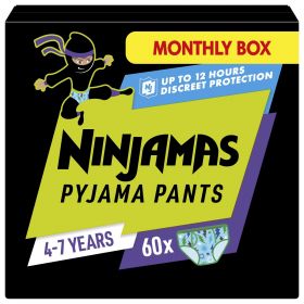 Ninjamas Pyjama Pants πάνες-βρακάκι για τη νύχτα, 60 τεμάχια για Αγόρια 4-7 ετών (17-30kg)